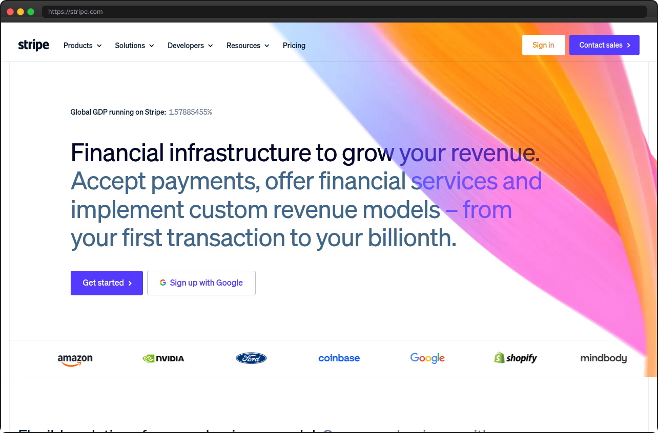 Browser frame screenshot of Stripe